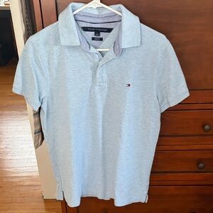 Tommy Hilfiger Men’s Pale Blue Polo with Flag Logo